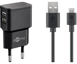 Mobil - Adaptere og ladere - Pro Dual Micro USB charger set 2.4 A - 4040849449840