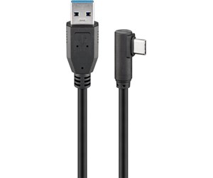 USB - Pro USB-A <-> USB-C - 90° - 1m - Svart - 4040849665011