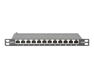 Tilbehør - DIGITUS DN-91612S-SL-EA CAT 6A Class EA Patch Panel shielded 12-port 0.5U 10" black - DN-91612S-SL-EA