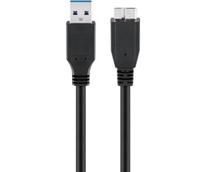 USB - Pro USB-A <-> USB Micro-B 3.0 - 1m - Svart - 4040849649691