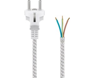 Nettverksadapter - Pro Heat-resistant safety plug cord for assembly 3 m white-silver - 4040849505041