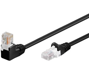 Nettverkskabel - CAT 5e patchcable 1x 90°angled U/UTP black 15 m - 4040849941931