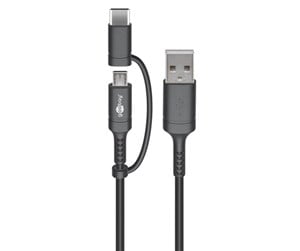 USB - Pro Charging and synchronisation combination cable (with USB A to Micro-USB & USB-C™) - 4040849718922