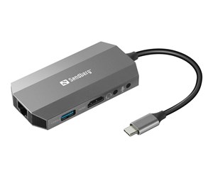 Dokkingstasjon - Sandberg USB-C 6-in1 Travel Dock - 136-33