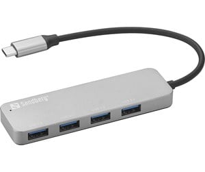 USB-hub - Sandberg 4-Port USB Hub USB-hub - USB 3.0 - 4 porter - Sølv - 336-20