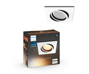 Smarthus - Philips Hue Milliskin Innfelt Spotlight - Kvadratisk - Hvit - 929003047301