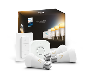 Smarthus - Philips Hue White Ambiance A60 E27 1100 Lumen - Startersett med 3 pærer - 929002468403