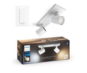 Smarthus - Philips Hue Runner Double Spotlight - Hvit - Med Dimmebryter - 929003812001