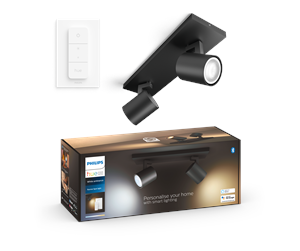 Smarthus - Philips Hue Runner Double Spotlight - Svart - Med Dimmebryter - 929003811801