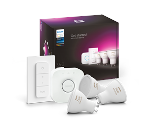 Smarthus - Philips Hue Color GU10 Spotlight - Startsett med 3 pærer - 929003666510