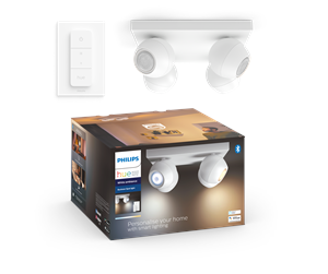 Smarthus - Philips Hue Buckram Quadruple Spotlight - Hvit- Med Dimmebryter - 929003048201