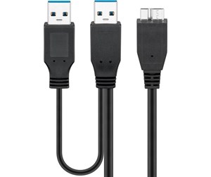 USB - Pro USB 3.0 dual power SuperSpeed cable Black - 4040849957468