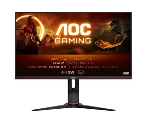 Skjerm - 28" AOC Gaming U28G2XU/BK 4K 144Hz - U28G2XU/BK