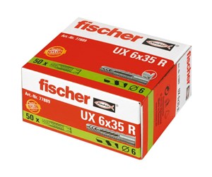 Skruer & Spiker  - Fischer Universal plug UX 6 x 35 R with rim in carton (50 pcs.) - 77889