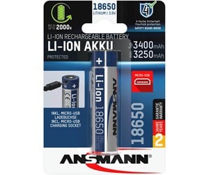 Batteri - ANSMANN 1 Ansmann Li-Ion 18650 3400mAh 3.6V Micro-USB - 1307-0003