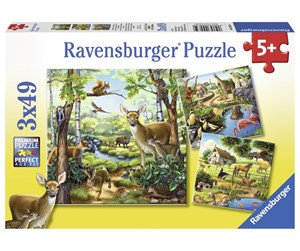 Puslespill - Ravensburger Forest/Zoo/Dom.Animals - 3x49p - 10109265