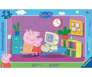 Puslespill - Ravensburger Peppa In Front Of The Computer 15pcs - 10106123