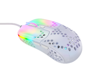 Mus - Xtrfy MZ1 - Zy's Rail - Gaming mus - Optisk - 6 - Hvit med RGB lys - MZ1-RGB-WHITE-TP