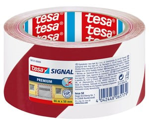 Tape & Lim - tesa Signal Premium Warning marking tape 66m x 50mm Red-White - 58131-00000-01