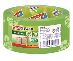 Tape & Lim - tesa pack eco & Strong Packaging Tape ecoLogo 66m x 50mm Green/Printed - 58156-00000-00