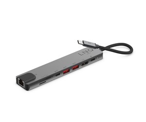 Dokkingstasjon - LINQ byELEMENTS 8-in-1 Pro Multiport Adapter 4K HDMI (with Ethernet) - LQ48010