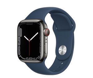 Smartklokke, Smartwatch & Sportsklokke - Apple Watch Series 7 GPS + Cellular 41mm Graphite Stainless Steel Case with Abyss Blue Sport Band - MKJ13DH/A