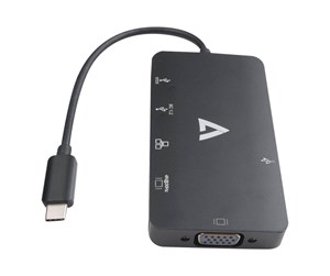 Dokkingstasjon - V7 UC-U3CRJ45HDVG-BLK - docking station - USB-C - VGA HDMI - GigE - V7UC-U3CRJ45HDVG-BLK