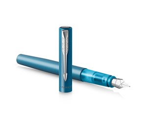 Skrive- & Tegneverktøy - Parker Vector XL Fountain Pen | Metallic Teal Lacquer on Brass | Medium Nib with Blue Ink Refill | Gift Box - 2159746