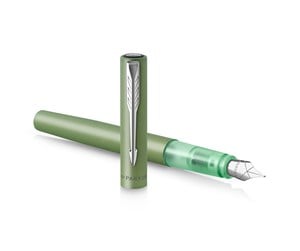 Skrive- & Tegneverktøy - Parker Vector XL Fountain Pen | Metallic Green Lacquer on Brass | Medium Nib with Blue Ink Refill | Gift Box - 2159747