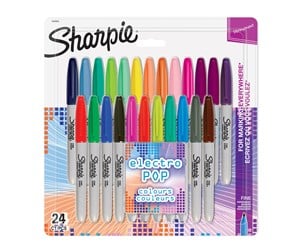 Skrive- & Tegneverktøy - Sharpie Permanent Markers | Fine Point | Electro Pop & Assorted Original Colours | 24 Count - 1940862