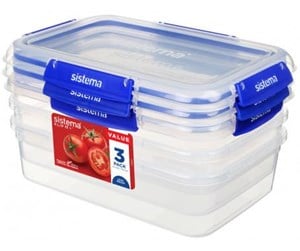 Kjøkkentilbehør - Sistema Rectangle Klip It Plus 3 Pack 2.2L - 881723