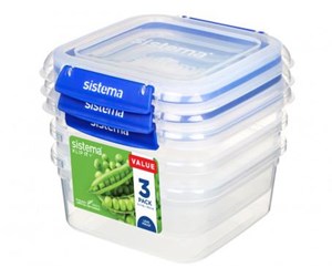 Kjøkkentilbehør - Sistema Square Klip It Plus 3 Pack 1.15 L - 881630