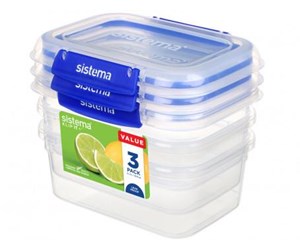 Kjøkkentilbehør - Sistema Rectangle Klip It Plus 3 Pack 1L - 881613