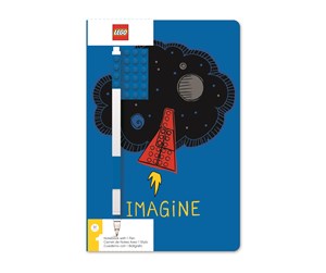 Skole - Euromic LEGO Stationery Journal note book with 4x6 blue brick and 1 blue gel pen IMAGINE - 4003063-52523