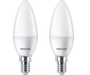 LED-lyspære - Philips LED-lyspære Candle 5W/827 (40W) Frosted 2-pack E14 - 929002977762