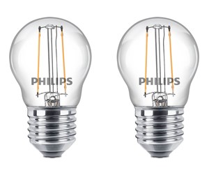 LED-lyspære - Philips LED-lyspære Classic Mini-ball 2W/827 (25W) Clear 2-pack E27 - 929001238798