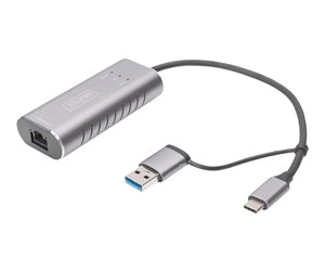 Nettverksadapter - DIGITUS DN-3028 USB Type-C Gigabit Ethernet Adapter 2.5G USB-C + USB A (USB3.1/3.0) - DN-3028