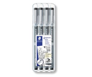 Skrive- & Tegneverktøy - Staedtler Fineliner pigment liner black 4pcs - 308 WP4