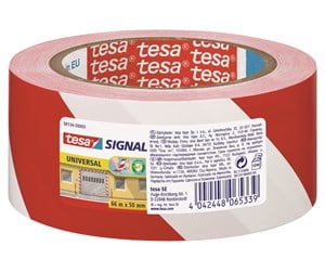 Tape & Lim - tesa Signal Universal Warning marking tape 66m x 50mm Red-White - 58134-00000-00