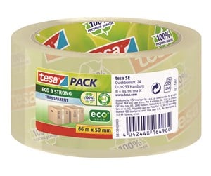 Tape & Lim - tesa pack eco & Strong Packaging Tape ecoLogo 66m x 50mm Transparent - 58153-00000-00