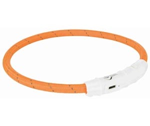 Hund - Trixie Flash Light Ring USB Illuminated Dog Safety Collar Orange Size M-L 7mm 45cm - TX12704