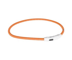 Hund - Trixie Flash light Tape USB TPU/nylon L–XL: 65 cm/ø 7 mm orange - TX12705