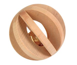 Smådyr - Trixie Slat ball with bell wood ø 6 cm - TX6187