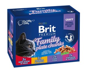 Katt - Brit Premium Cat Pouches Family Plate (12x100g) - BK290120