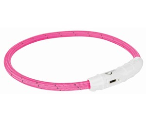 Hund - Trixie Flash Light Ring USB Illuminated Dog Safety Collar Pink Size M-L 7mm 45cm - TX12707