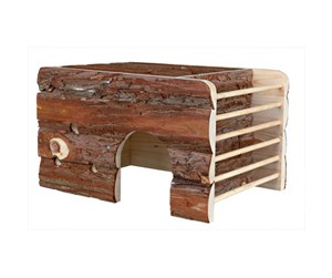 Smådyr - Trixie Ila house 2 exits/hay manger guinea pigs bark wood 40 × 25 × 29 cm - TX61802