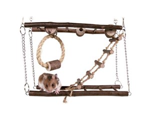 Smådyr - Trixie Suspension bridge with chain hamsters bark wood 27 × 17 × 7 cm - TX61650