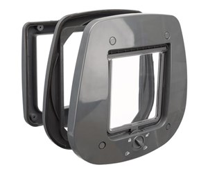 Katt - Trixie 4-Way cat flap for glass doors 27 × 26 cm grey - TX44222