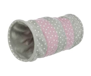 Katt - Trixie Playing tunnel fleece ø 25 × 50 cm light grey/pink - TX4291