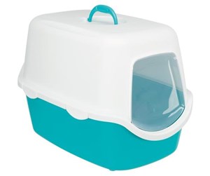 Katt - Trixie Vico cat litter tray with hood 40 × 40 × 56 cm turquoise/white - TX40275